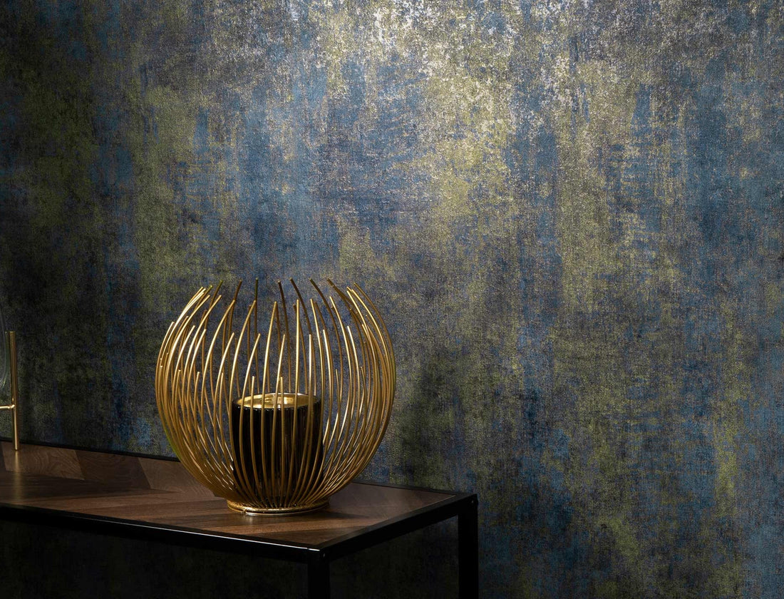 Erismann Elle Decoration 4 deep blue textured wallpaper with layered plaster-like finish