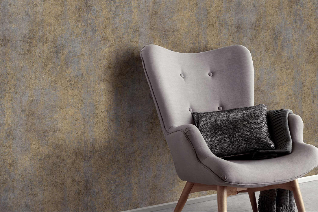 Erismann Elle Decoration 4 taupe textured wallpaper with subtle blue undertones and plaster-like finish