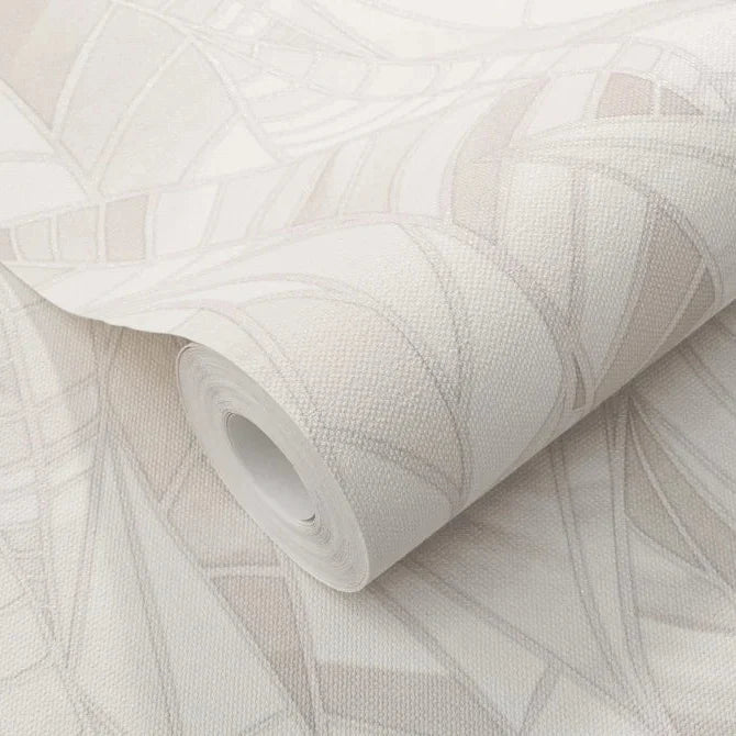 Erismann Elle Decoration 4 cream botanical wallpaper with subtle leaf pattern and textured finish roll detail
