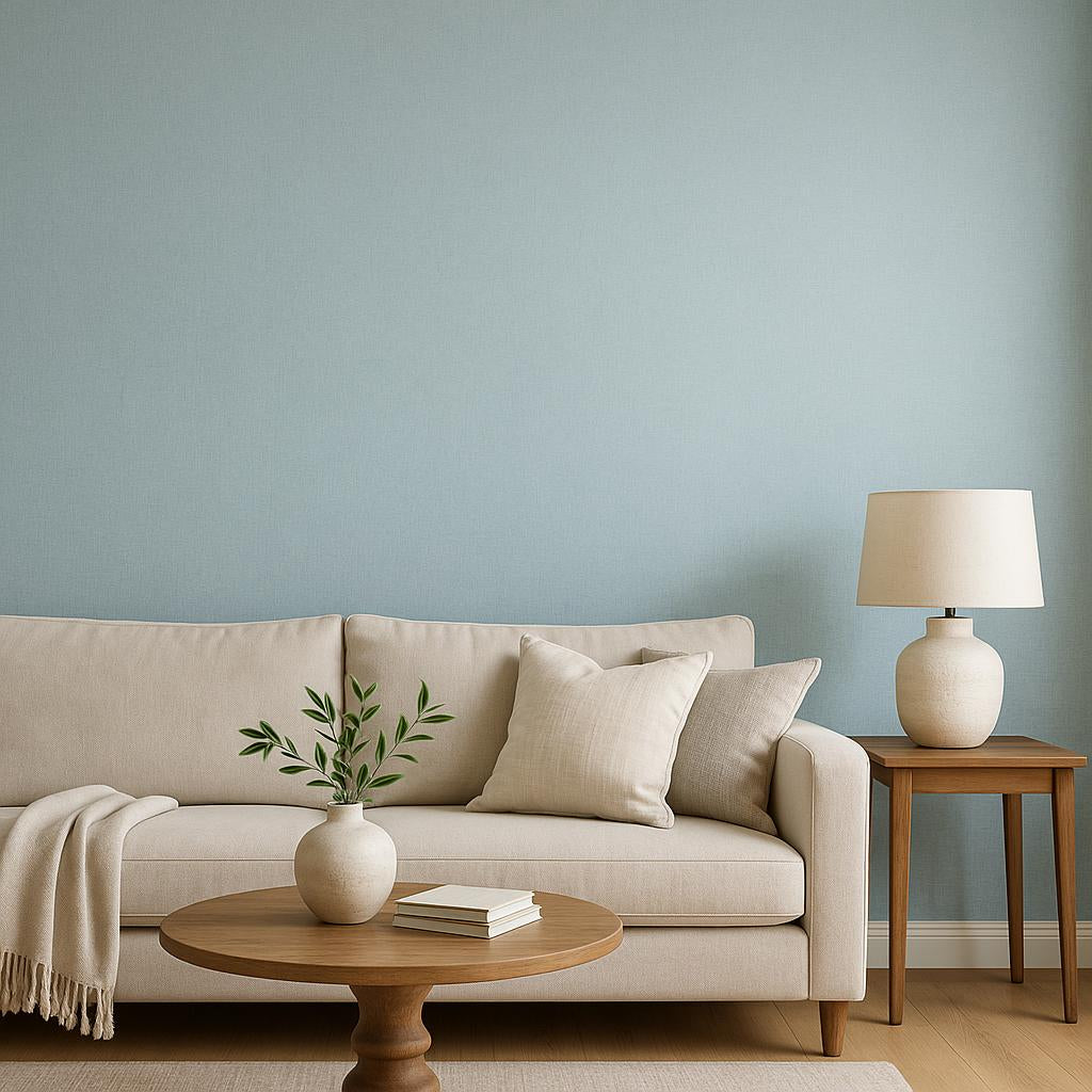 Erismann Elysium 10473-18 soft blue linen-effect textured wallpaper