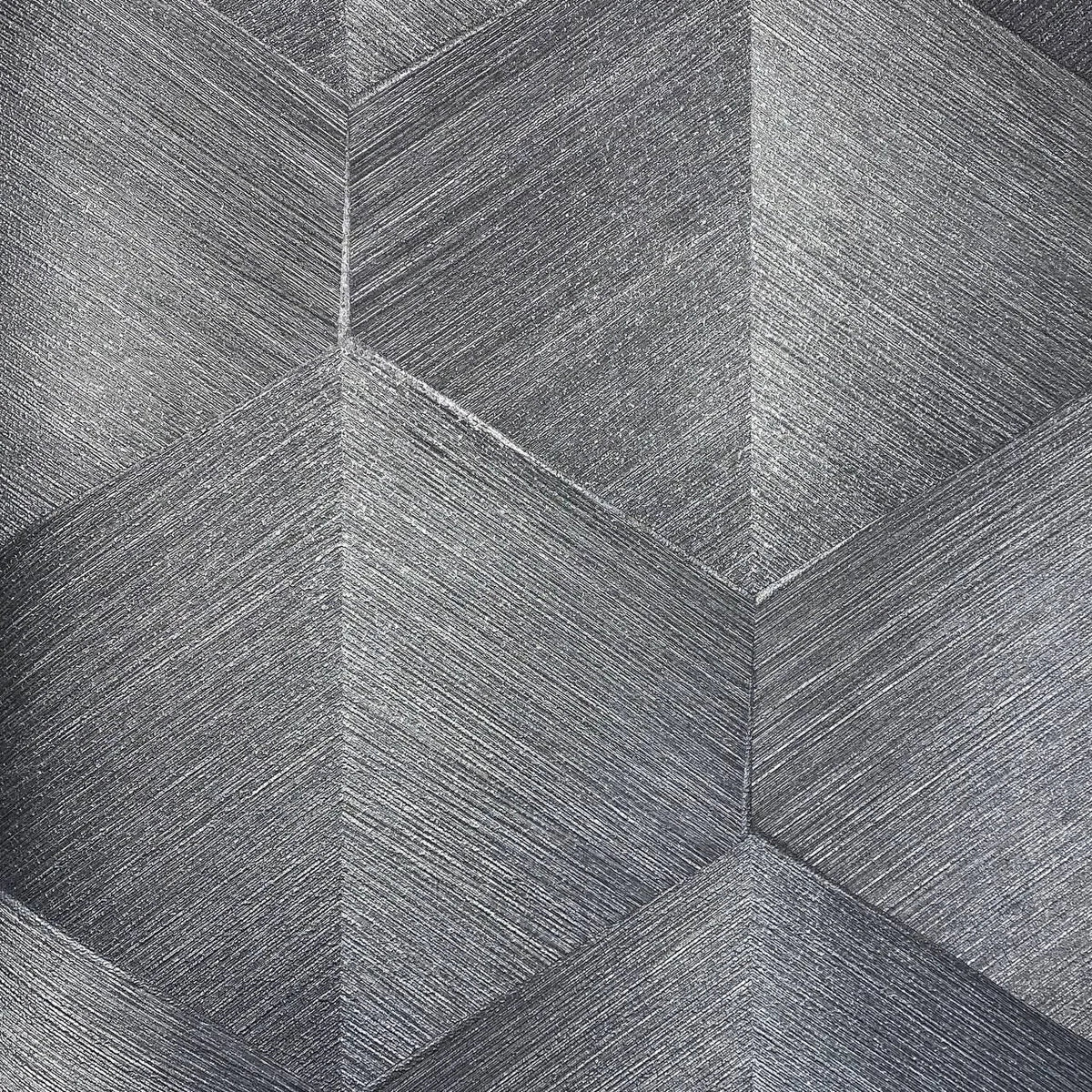 Closeup of a wallpaper showing its Grey, Contemporary, Geometric, Monochrome pattern, color, and subtle texture.