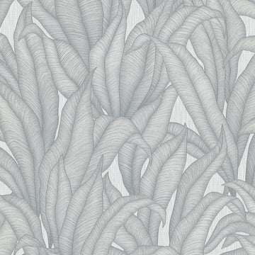 Erismann Fashion For Walls 4 10371-31 silver-grey leafy botanical wallpaper on a subtle linen-like ground