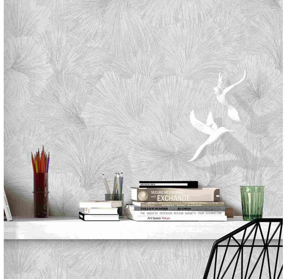 Erismann Fashion For Walls 4 10373-31 silver grey leafy botanical wallpaper