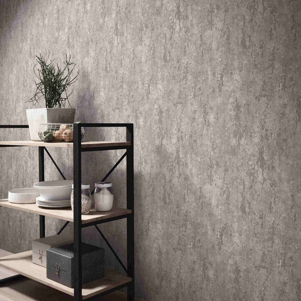Erismann Fashion For Walls 4 10375-38 taupe concrete-effect non-woven wallpaper.