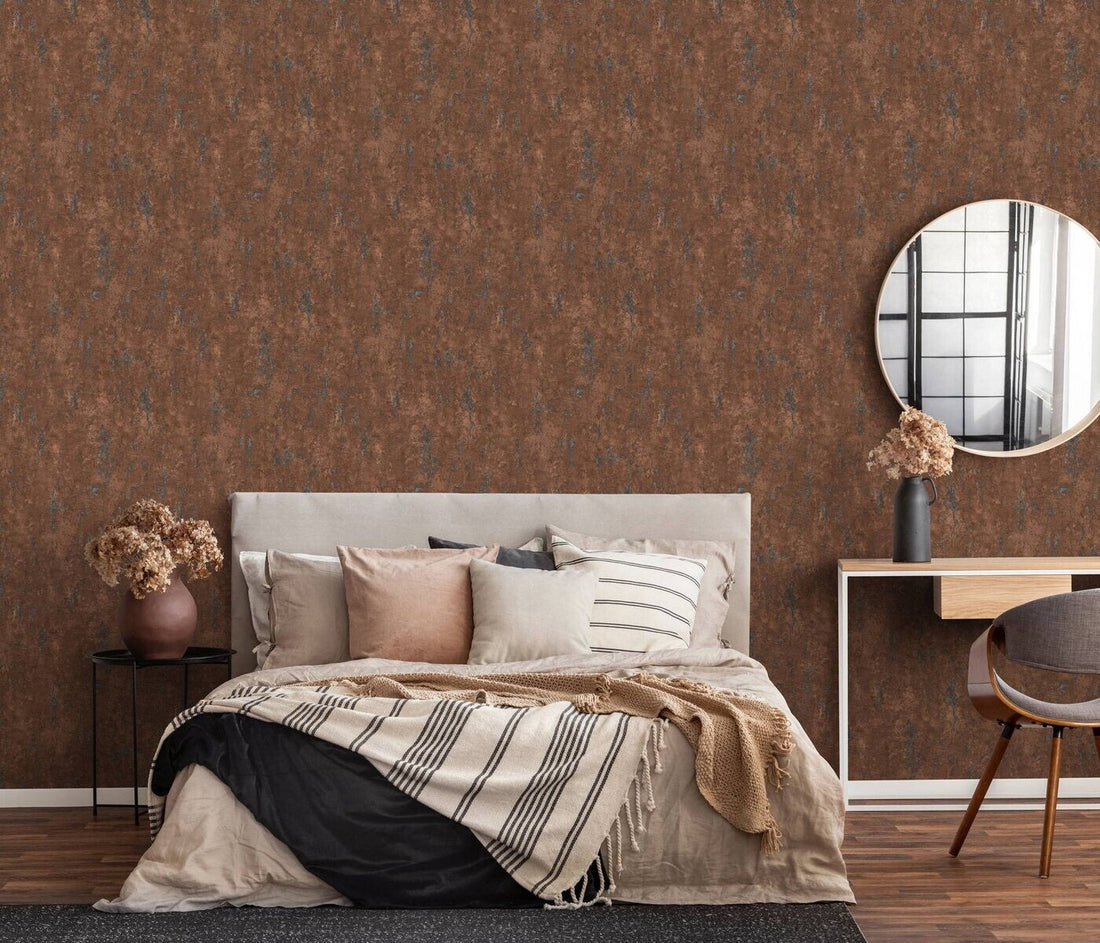 Erismann Fashion For Walls 4 10375-48 warm brown concrete-effect non-woven wallpaper with weathered stone texture and slate accents.