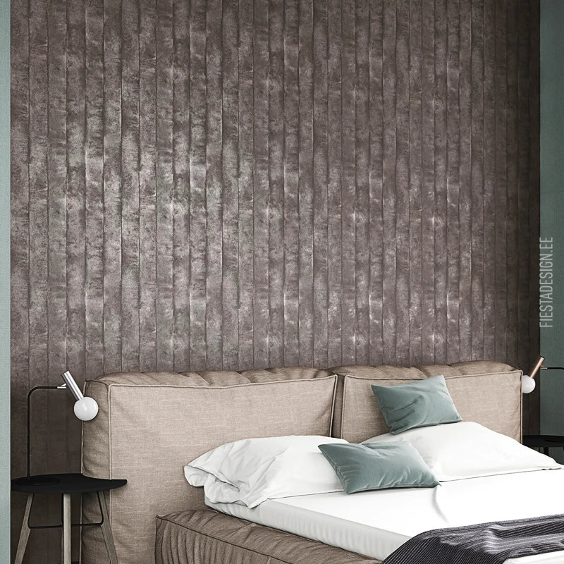 Marburg Avalon 31614 wallpaper with stone-effect vertical panels in neutral grey