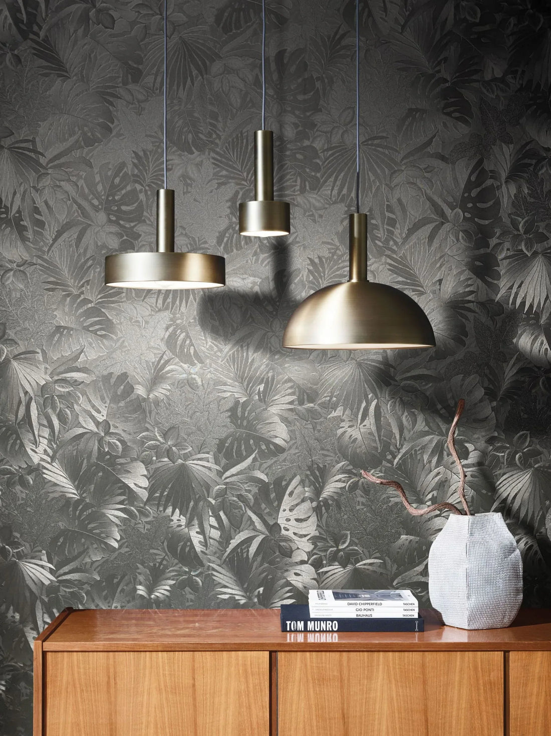 Marburg Botanica 33302 platinum grey leafy botanical wallpaper with subtle embossed texture