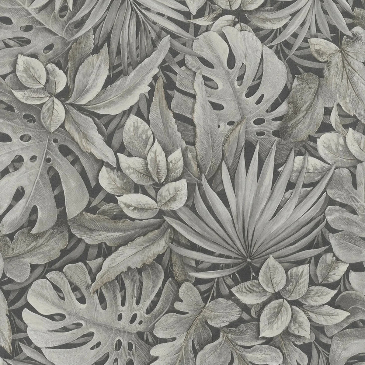 Marburg Botanica 33305 wallpaper with dense monochrome leafy botanical in neutral grey