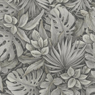 Marburg Botanica 33305 wallpaper with dense monochrome leafy botanical in neutral grey
