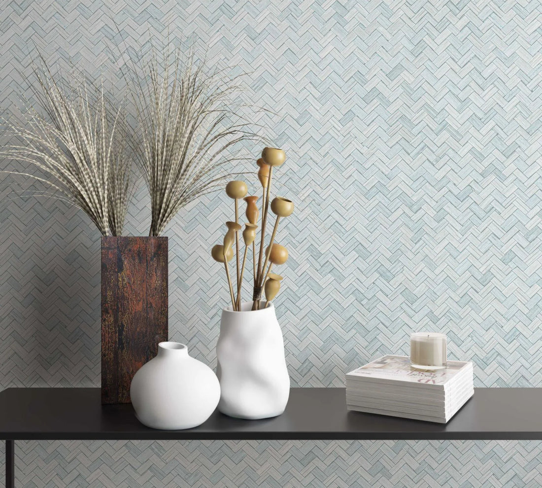 Marburg Botanica 33312 light grey woven herringbone geometric wallpaper
