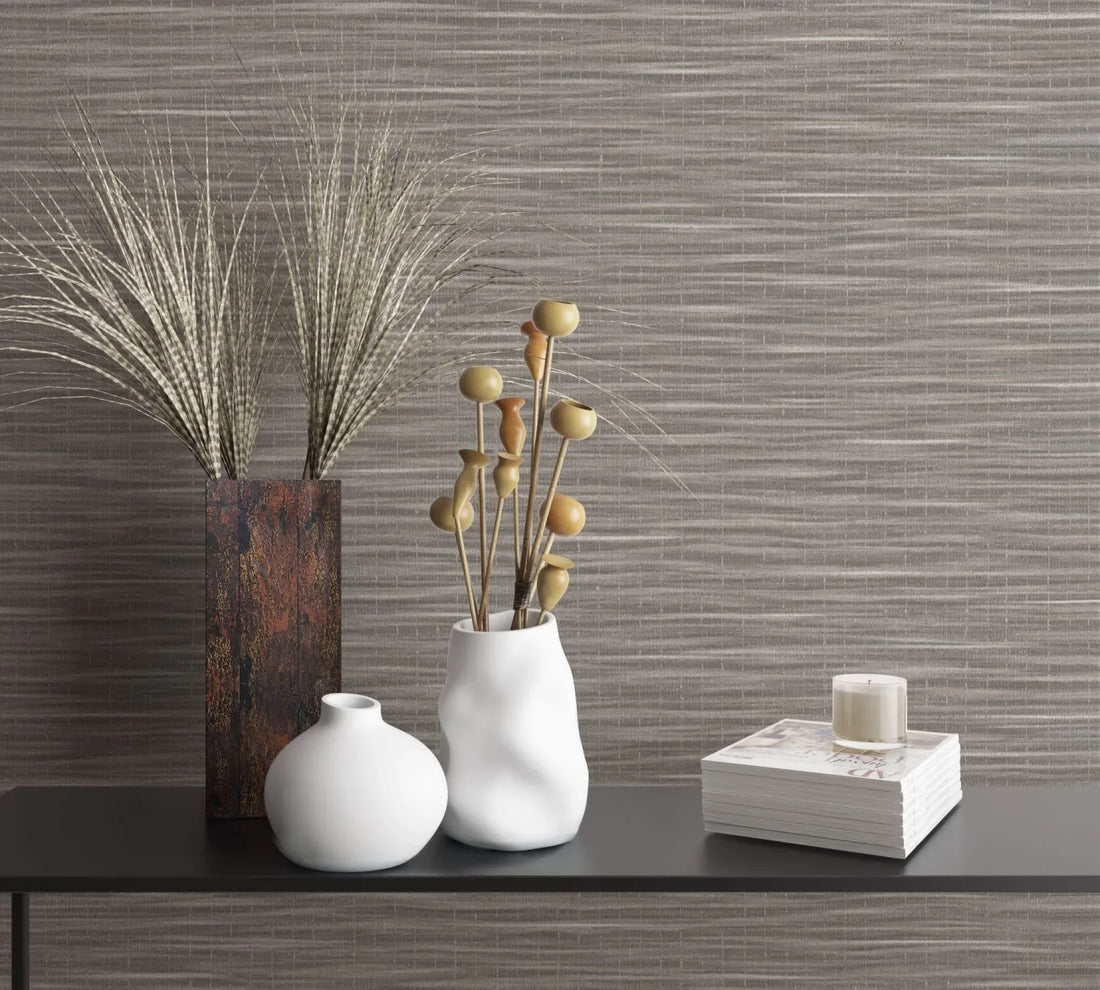 Marburg Botanica 33319 grey grasscloth-look textured wallpaper