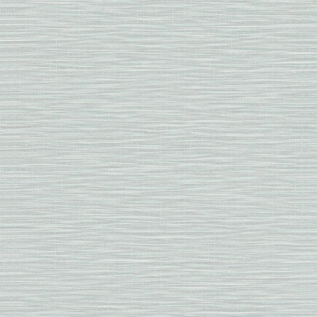 Marburg Botanica 33321 Light green and white horizontally striated wallpaper behind two tall metal vases with pink flowering branches on a dark surface.