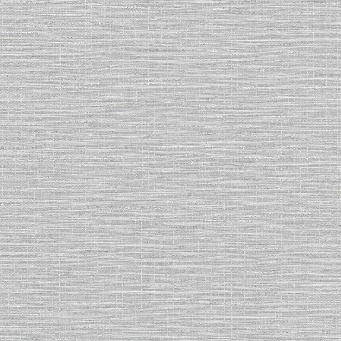 Marburg Botanica 33323 Gray horizontally textured wallpaper shown behind two tall silver vases on a dark surface, with bare branches bearing small pink blossoms.