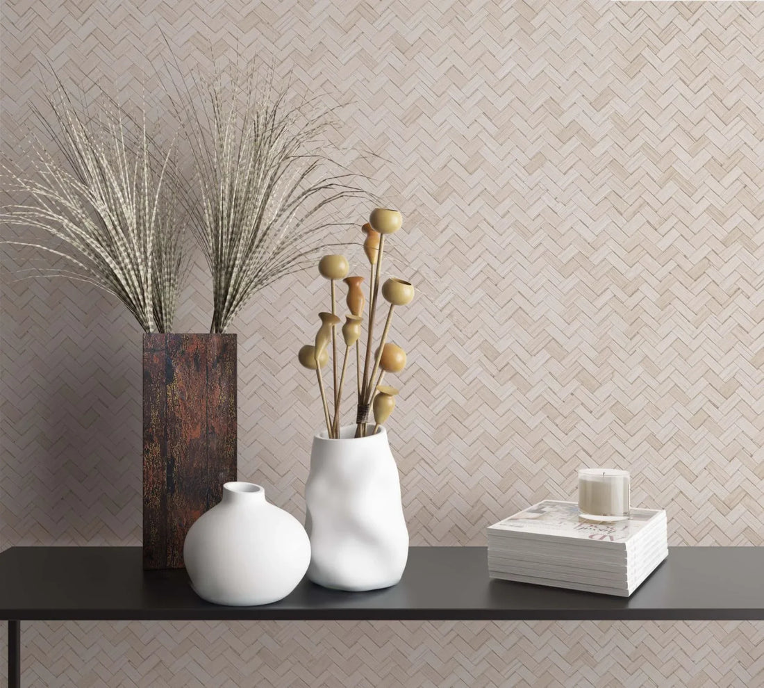 Marburg Botanica 33333 beige woven herringbone wallpaper