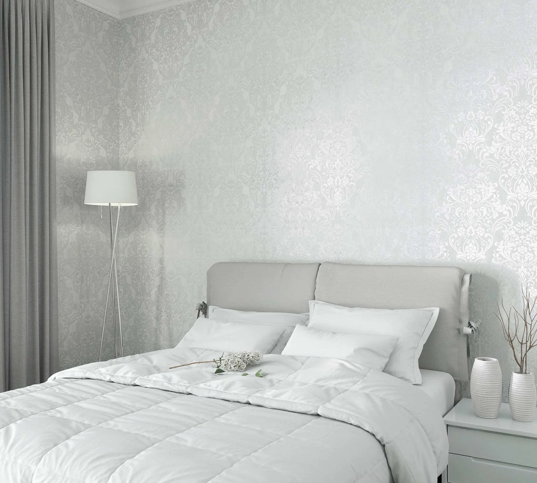 Marburg City Glam 32601 white embossed damask wallpaper