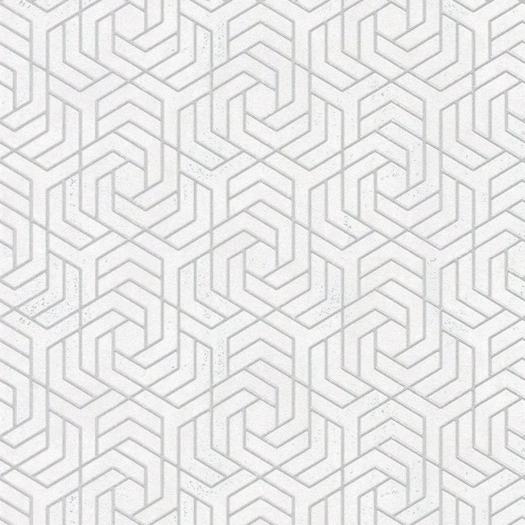 Marburg City Glam 32607 light grey geometric wallpaper on soft white