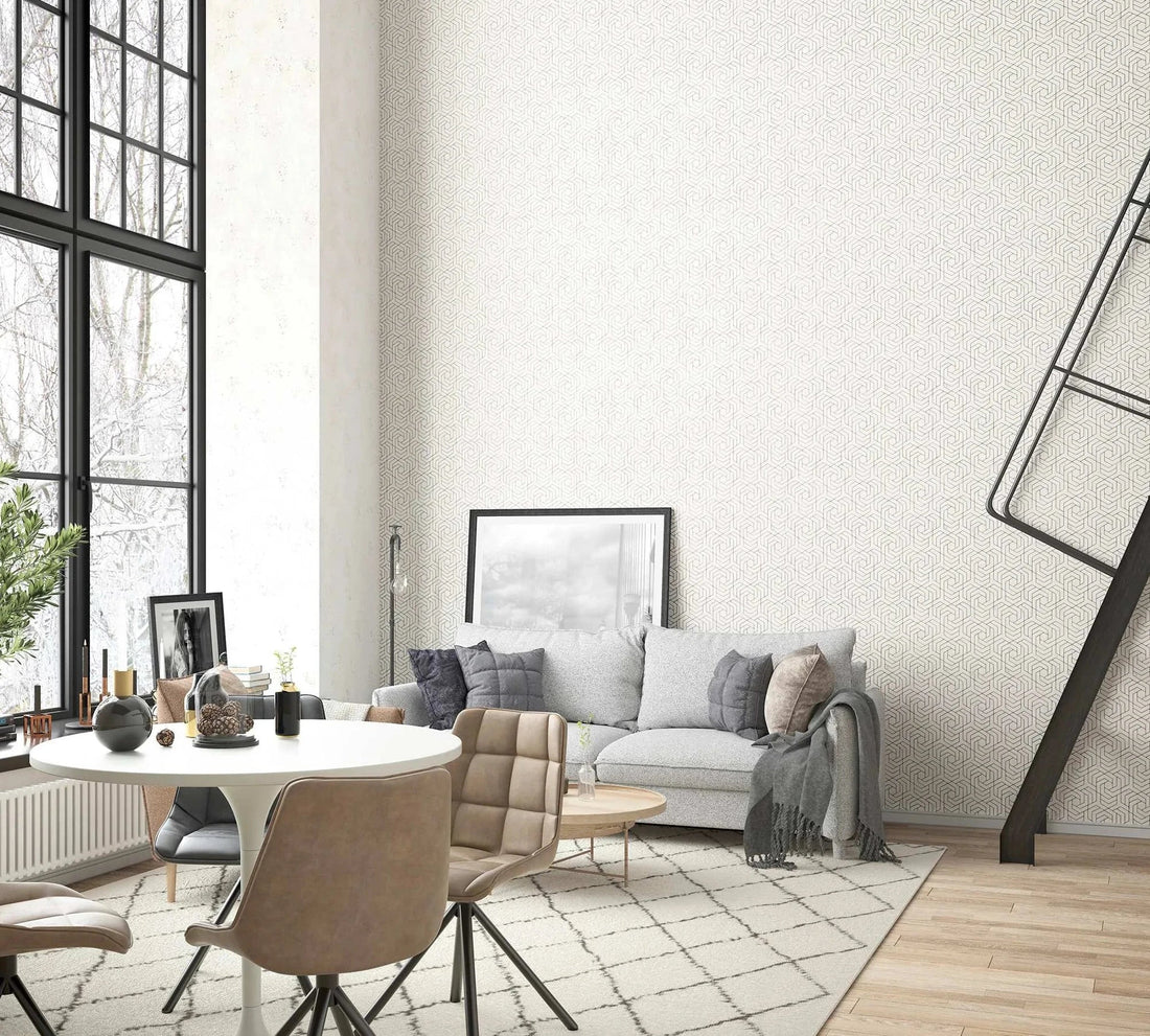 Marburg City Glam 32608 cream geometric wallpaper with subtle stone-effect linework
