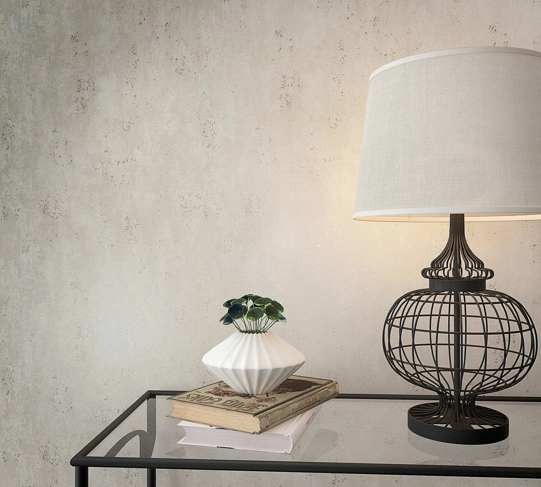Marburg City Glam 32613 plaster-look cream wallpaper with subtle grey speckles