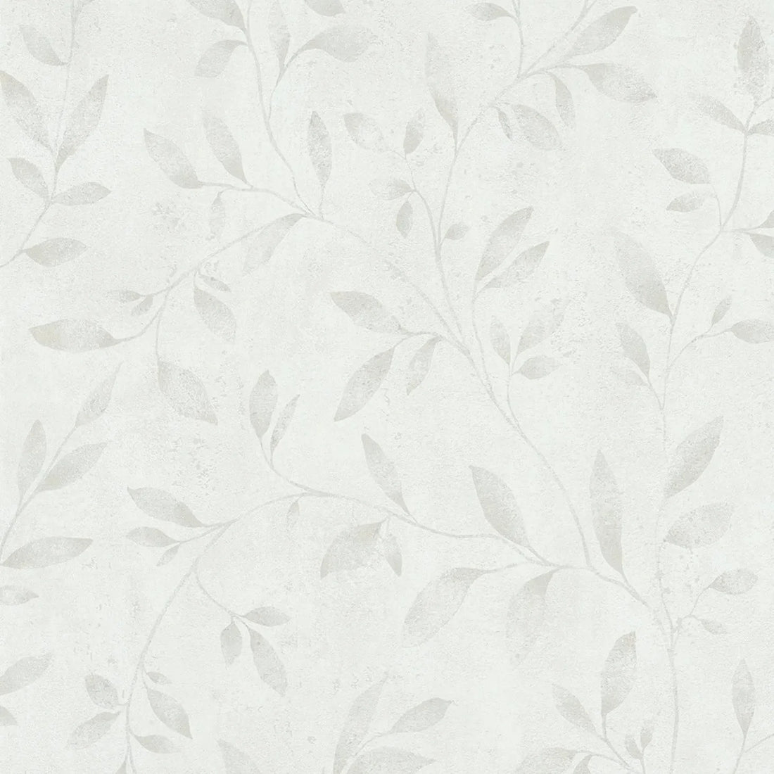 Marburg City Glam 32632 soft white wallpaper with delicate light grey vine leaves on a subtle plaster-like ground.