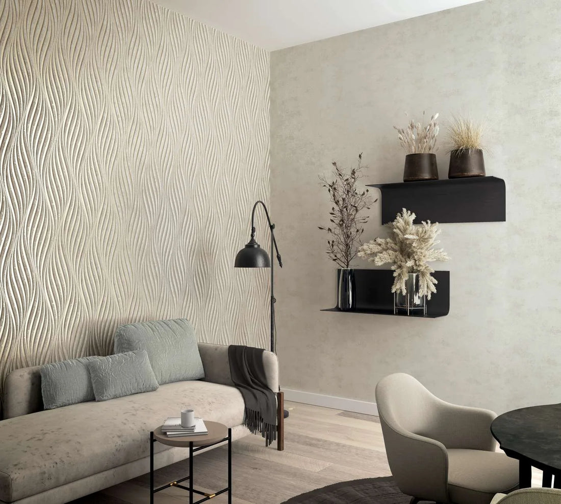 Marburg City Glow 34265 light warm beige concrete-effect wallpaper close-up
