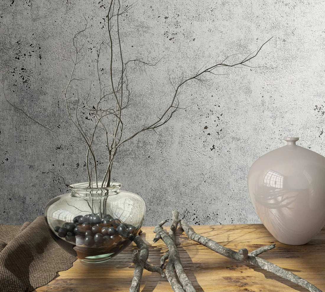Marburg City Glow 34267 light grey concrete-effect non-woven wallpaper