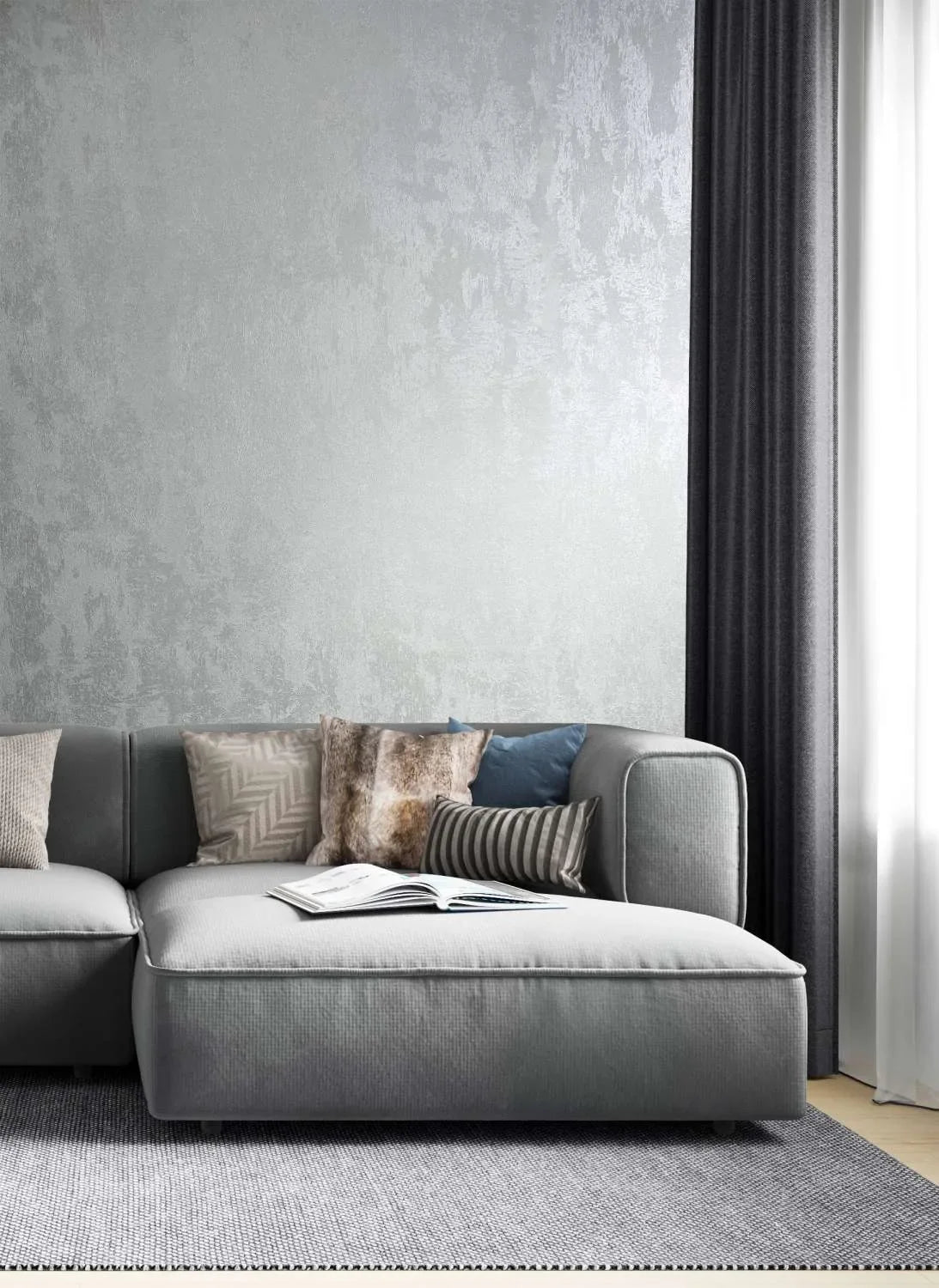 Marburg City Glow 34275 light grey concrete-effect non-woven wallpaper