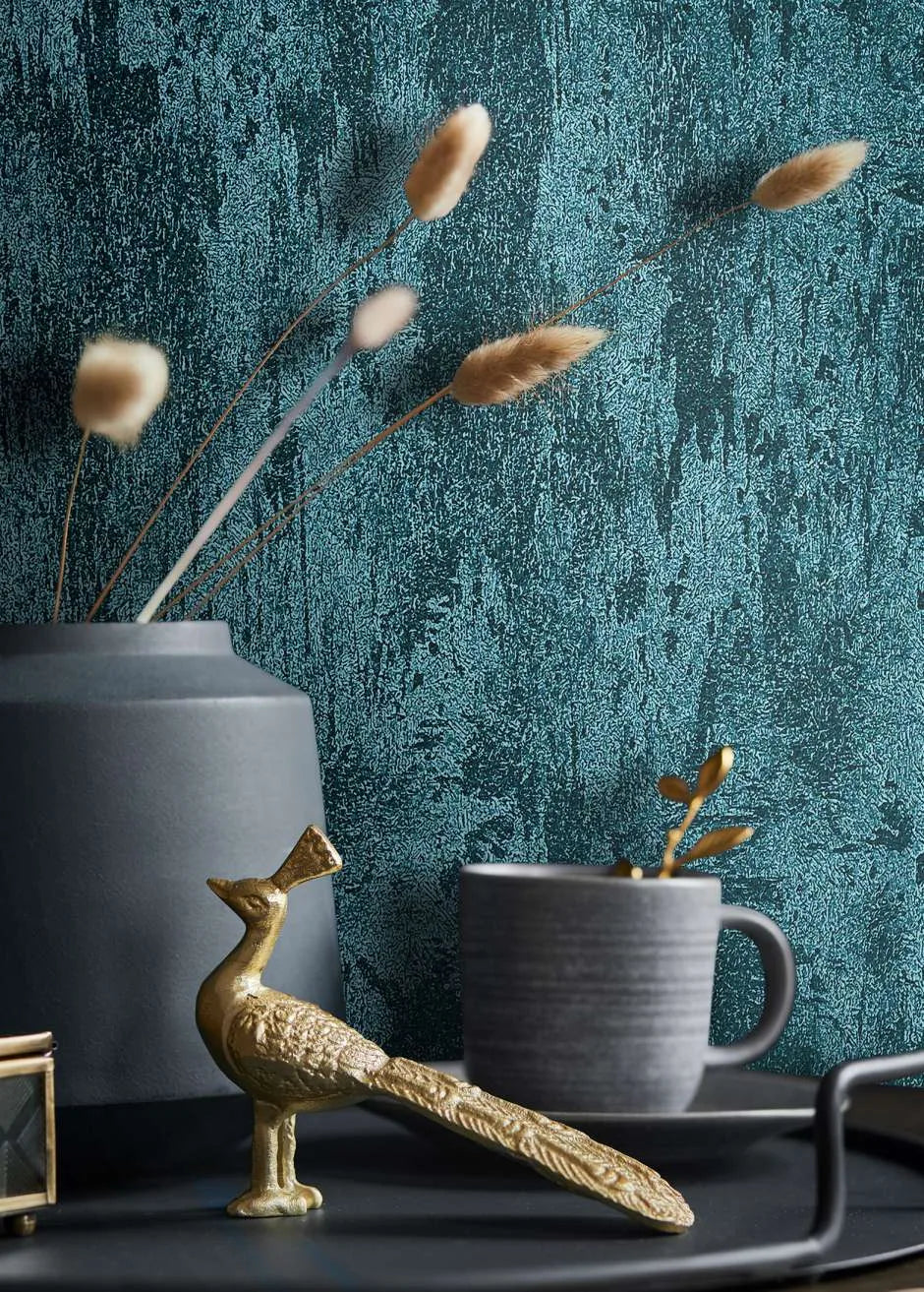 Marburg City Glow 34278 deep dusty blue concrete-effect textured wallpaper