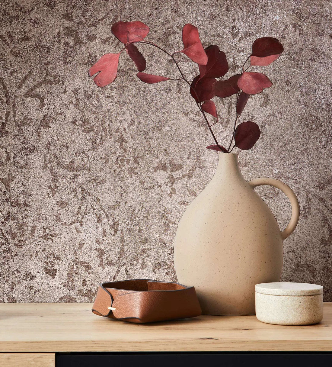Marburg City Glow 34293 neutral beige concrete-look damask wallpaper