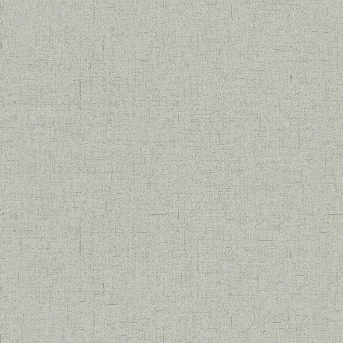 Marburg City Romance 35110 Light gray textured wallpaper with a subtle linen look behind a modern dining area featuring a round black table, beige chairs, a white sideboard with decor, glass pendant lights, and a window with drapes.