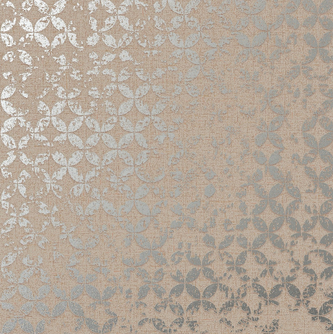 Marburg City Romance 35120 geometric lattice wallpaper in neutral grey on warm beige with a distressed, linen-like texture.