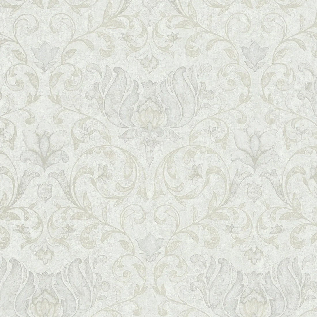 Marburg City Romance 35148 light grey damask wallpaper with a soft plaster-look ground.