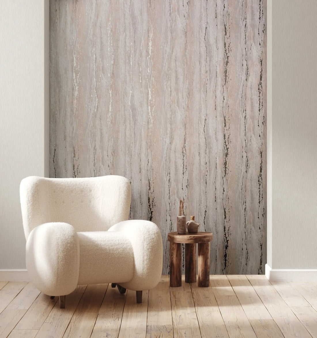 Marburg City Romance 35158 plaster-look beige wallpaper with vertical striations