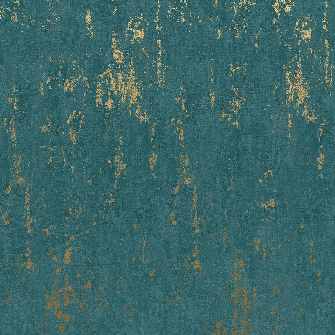 Marburg City Romance 35164 green concrete-look wallpaper with teal tone and weathered rust patina.