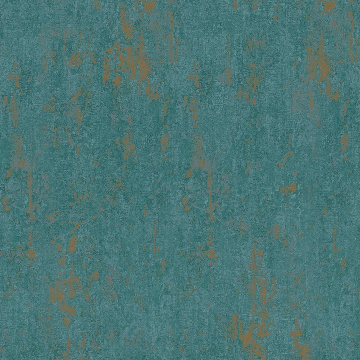 Marburg City Romance 35164 green concrete-look wallpaper with teal tone and weathered rust patina.