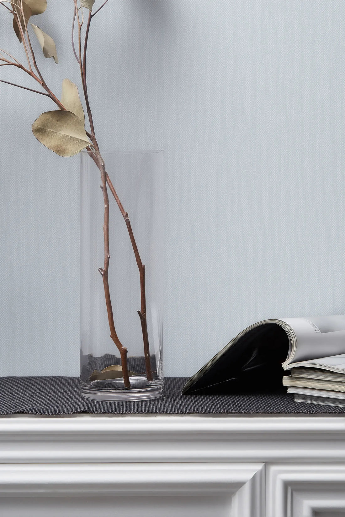 Marburg Heritage 47609 soft blue linen-look textured wallpaper