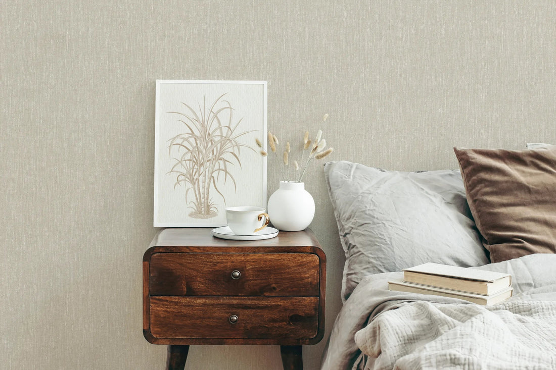 Marburg Heritage 47613 beige linen-texture non-woven wallpaper with subtle vertical slub