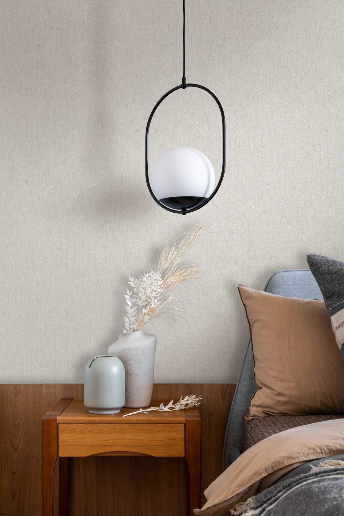 Marburg Heritage 47614 beige and white linen-look textured wallpaper