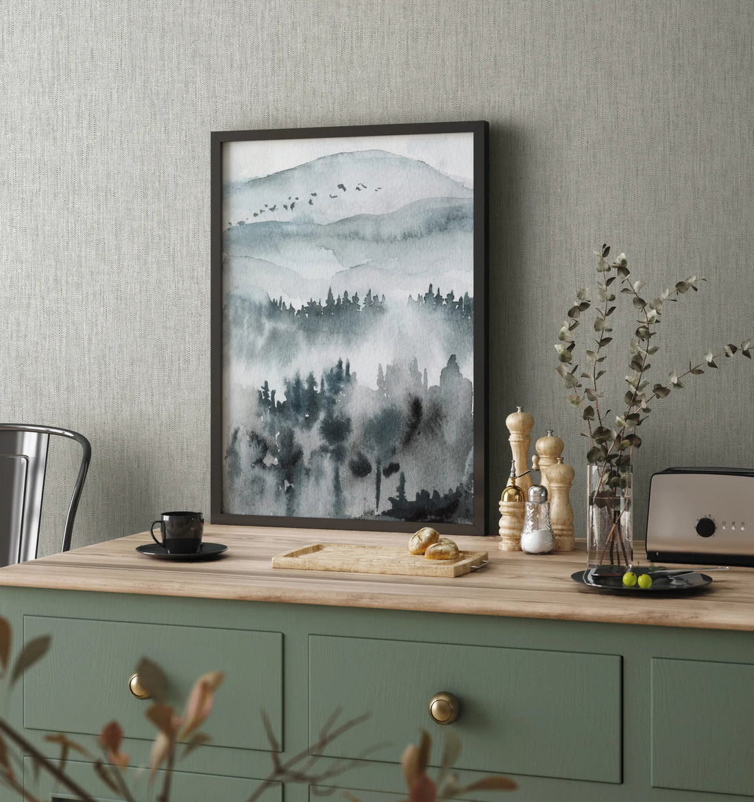 Marburg Heritage 47616 soft sage green linen-look textured wallpaper