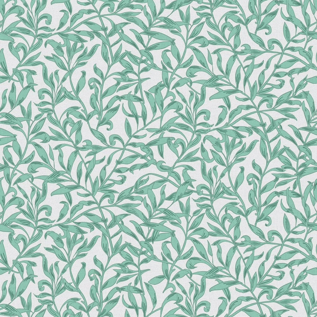 Marburg Heritage 47639 sage green vine botanical wallpaper on a light grey linen-look ground