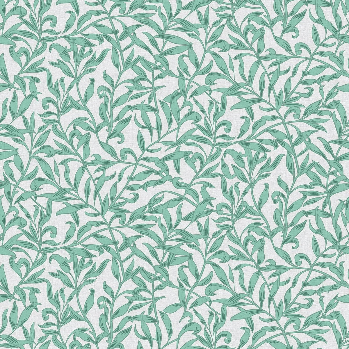 Marburg Heritage 47639 sage green vine botanical wallpaper on a light grey linen-look ground