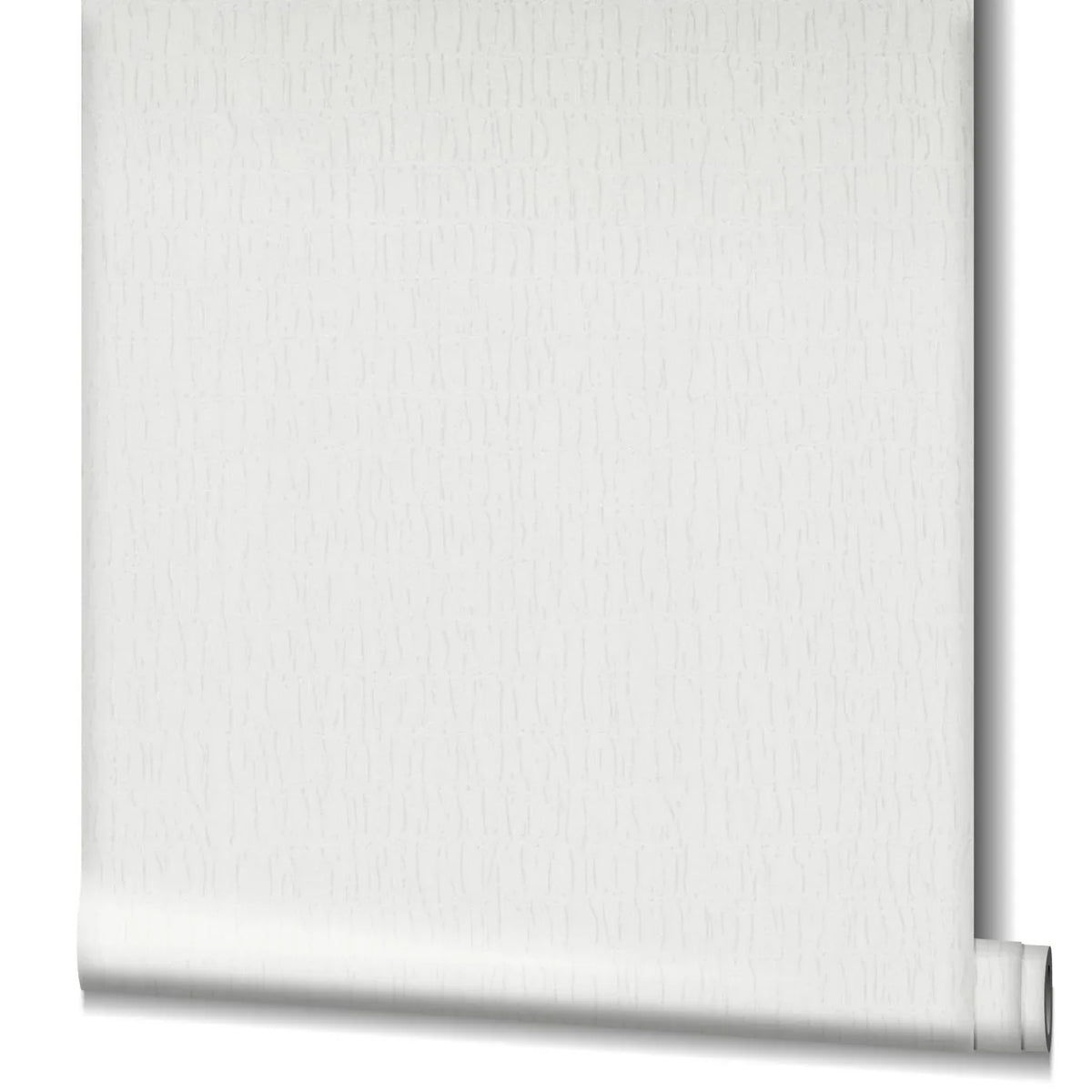 Marburg Kumano 34501 Partially unrolled white wallpaper roll showing a subtle wavy vertical line texture.