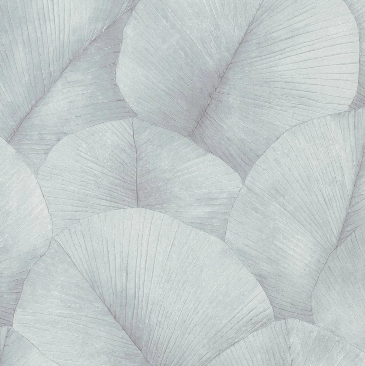 Marburg Kumano 34512 wallpaper with oversized layered leaves in cool light grey.