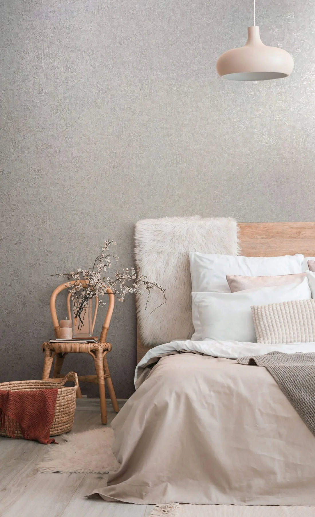 Marburg Kumano 34519 light warm grey plaster-effect textured wallpaper