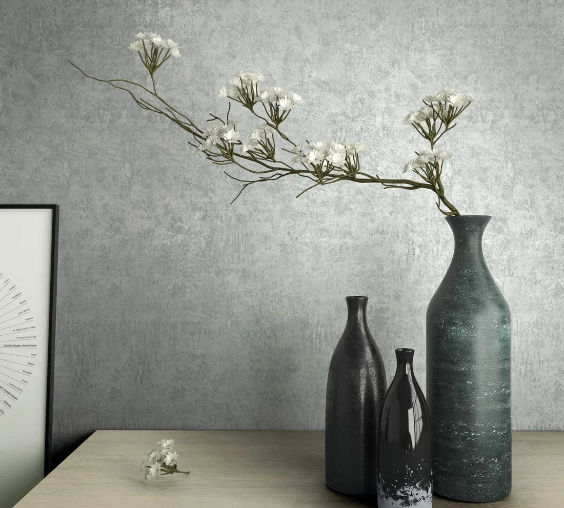 Marburg Kumano 34523 plaster-effect sage green textured wallpaper