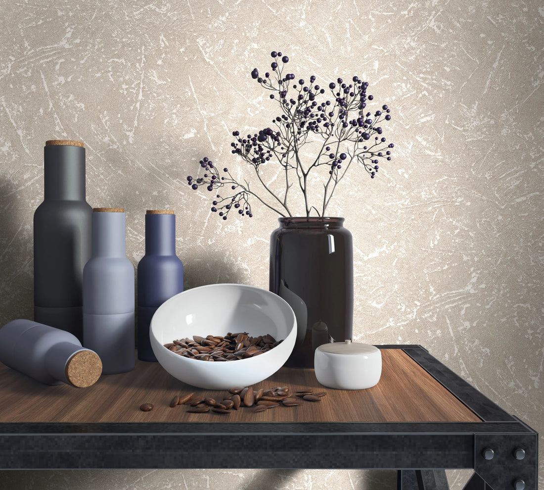 Marburg Loft Superior 34154 warm beige plaster-effect textured wallpaper