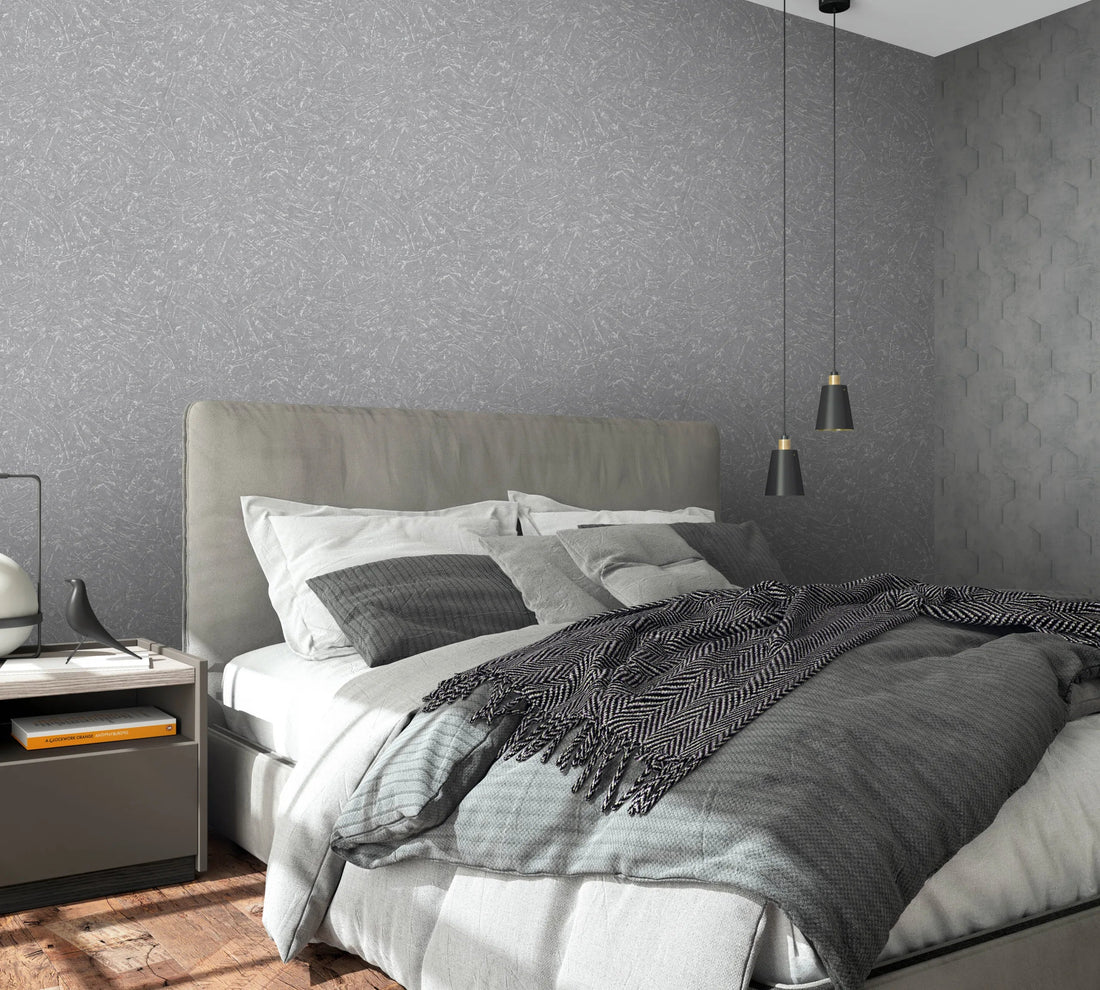 Marburg Loft Superior 34155 light grey plaster-effect textured wallpaper