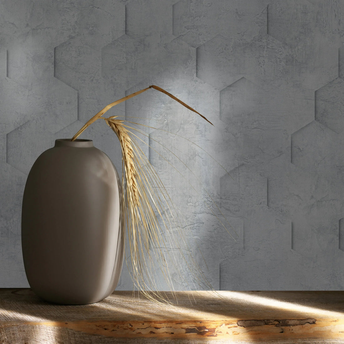 Marburg Loft Superior 34160 light grey hexagon geometric plaster-effect wallpaper