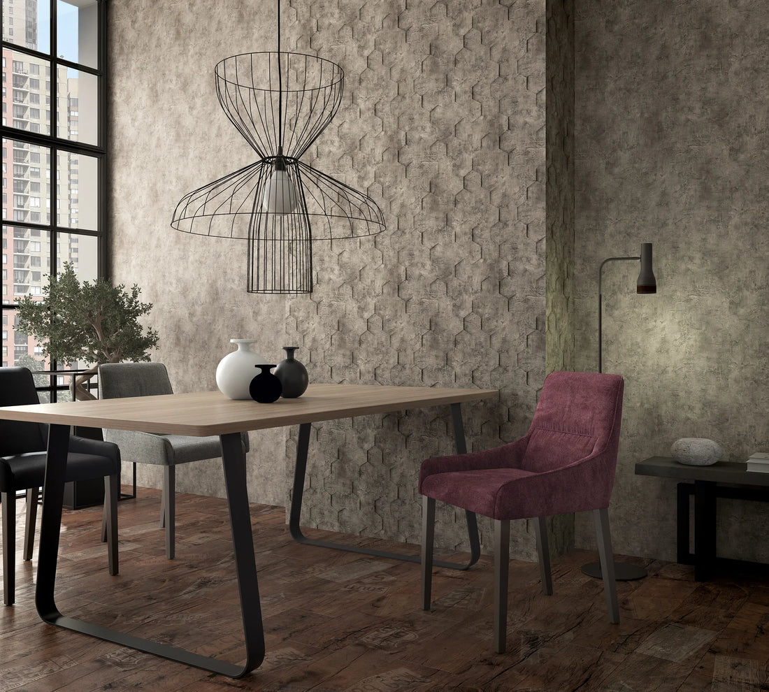 Marburg Loft Superior 34162 taupe hexagon plaster-look geometric wallpaper