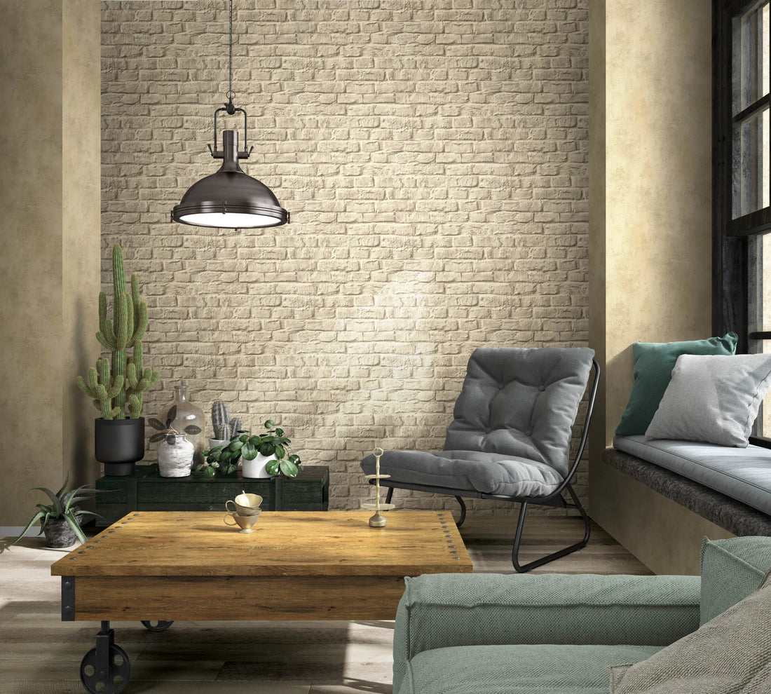 Marburg Loft Superior 34169 warm beige stone-look brick wallpaper