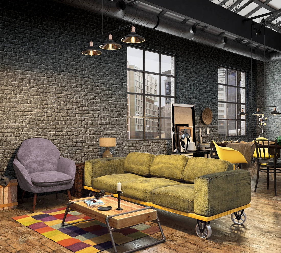 Marburg Loft Superior 34170 charcoal grey brick-look non-woven wallpaper
